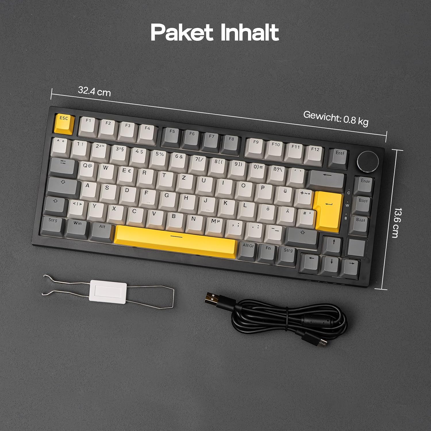 Thumbnail 6 de EPOMAKER Ajazz AK820 Pro ISO-DE: 75% Gaming-Tastatur mit TFT-Display, QWERTZ und Qamistik (BT/2,4 GHz/Kabel)