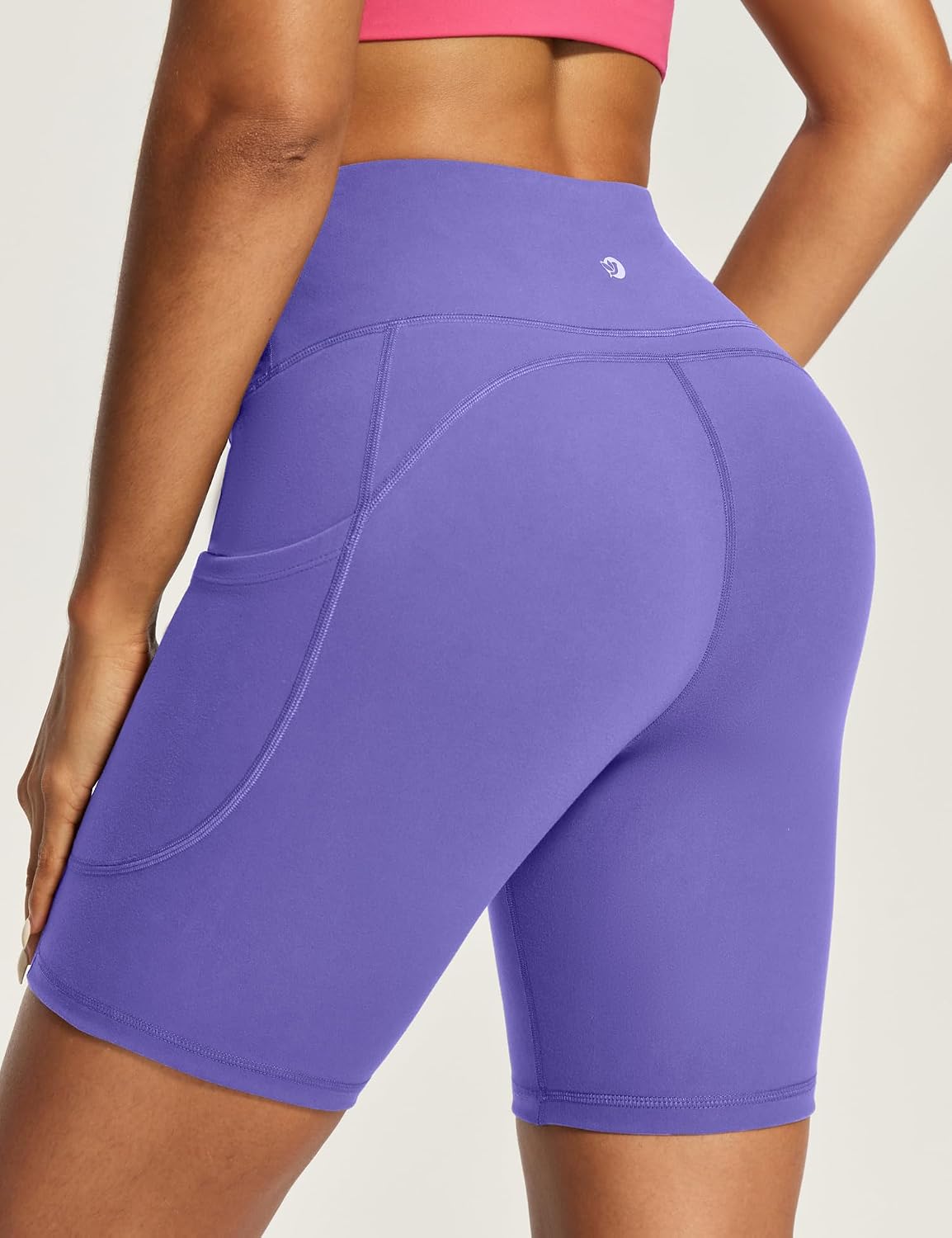 Detalle de IUGA Biker Shorts Women 6" Tummy Control with Pockets – High Waisted, 2 Side + 1 Inner Pocket