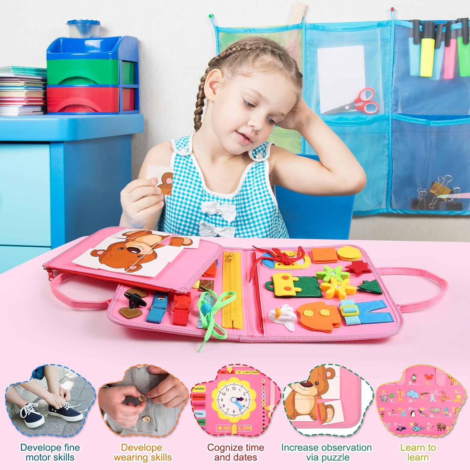 Detalle 2 de khlerox Busy Board Montessori Toy for Kids