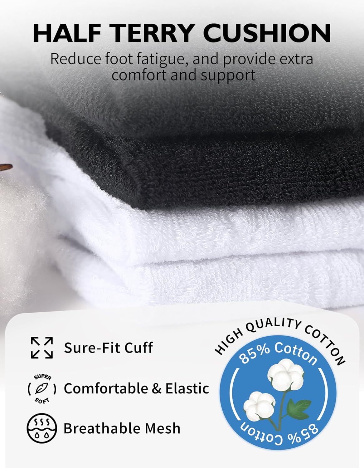 Thumbnail 4 de CLOSEMATE calzini sportivi donna sportivi da corsa, 6 paia in cotone con supporto arco e antiscivolo