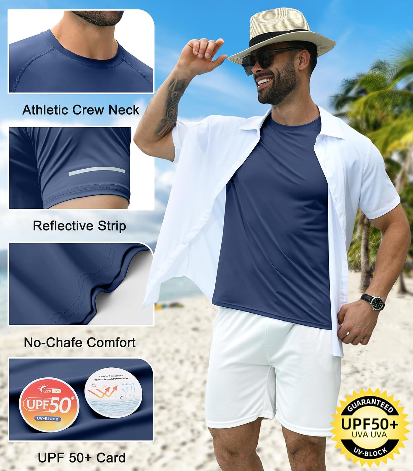 Thumbnail 4 de Boyzn 1 or 3 Pack Men’s Rash Vest with UPF 50+ Sun Protection