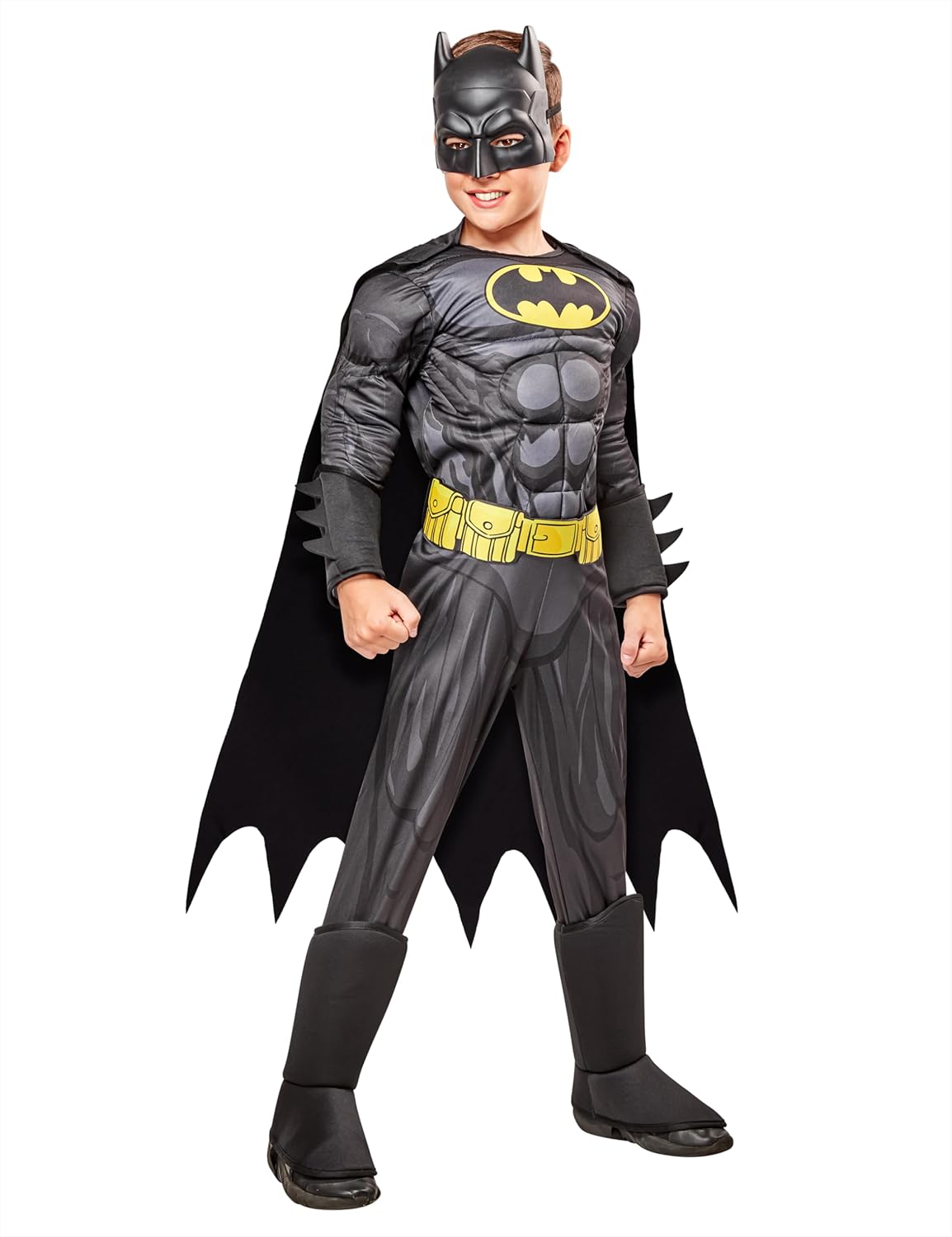 Detalle de Rubies DC Comics Batman Kids Costume with Padded Jumpsuit, Cape and Mask