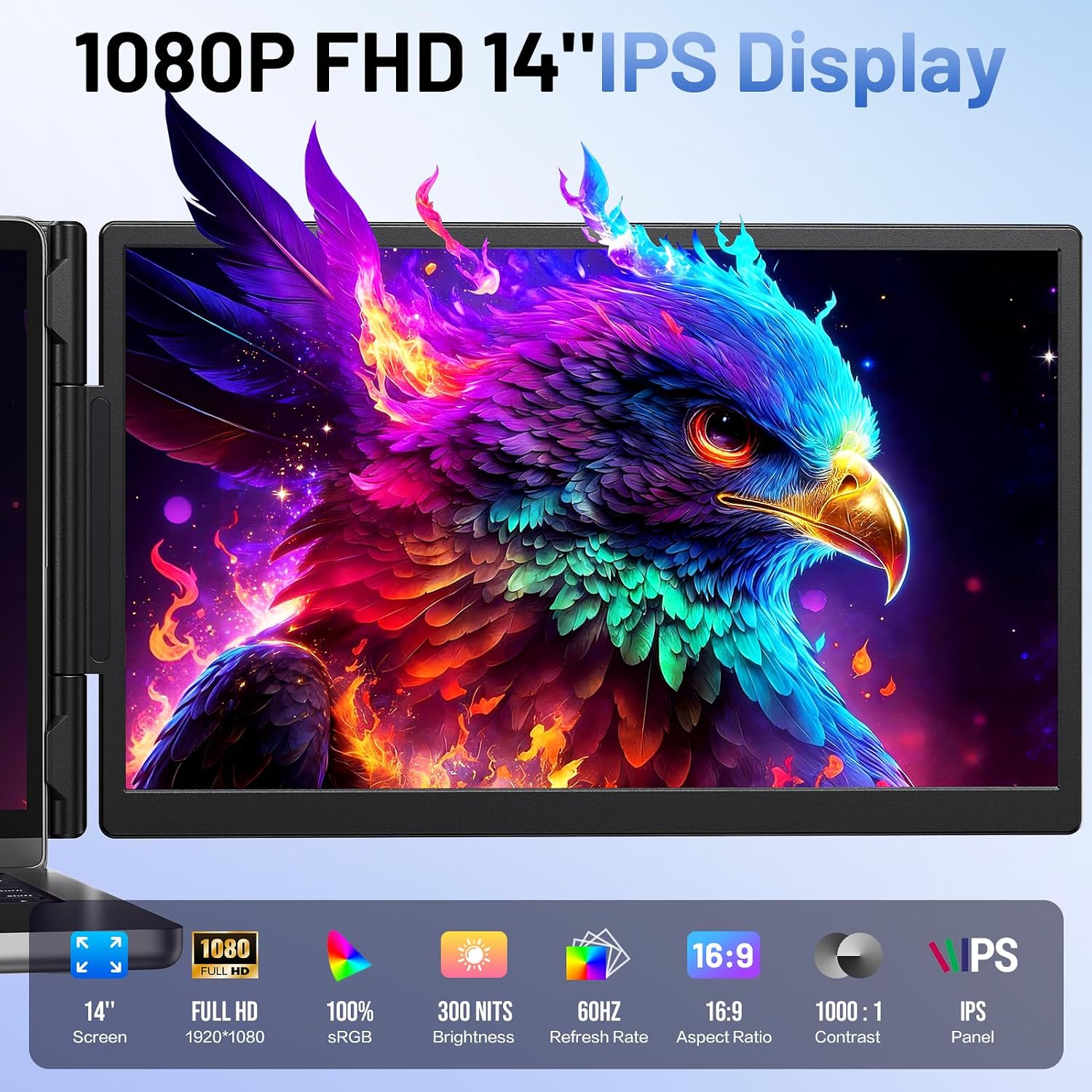 Thumbnail 1 de Anyking 14” FHD Laptop Screen Extender: Portable Dual Monitor for 13–17.3” Laptops