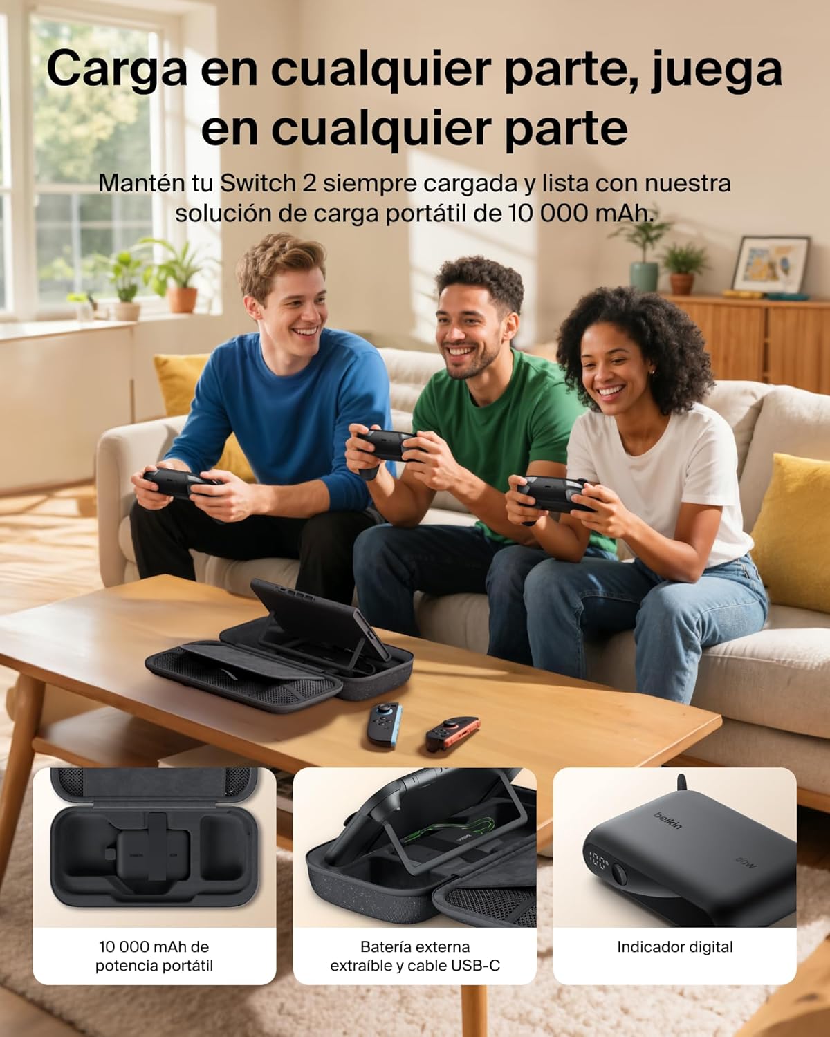 Detalle de Belkin Gaming Funda Switch 2 10000mAh