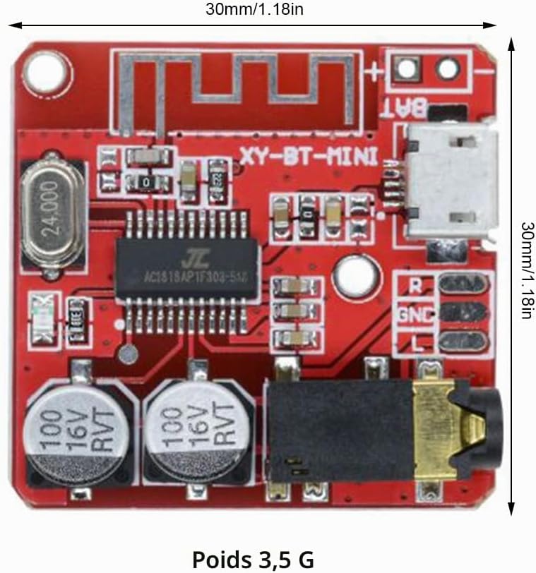 Detalle de Heemol XY-BT-Mini Bluetooth-audio-ontvangermodule, 5 stuks, 3,5mm-stereo-uitgang