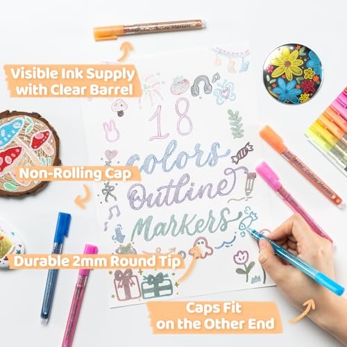 Thumbnail 8 de Ohuhu 18 marqueurs à double ligne métalliques 📝