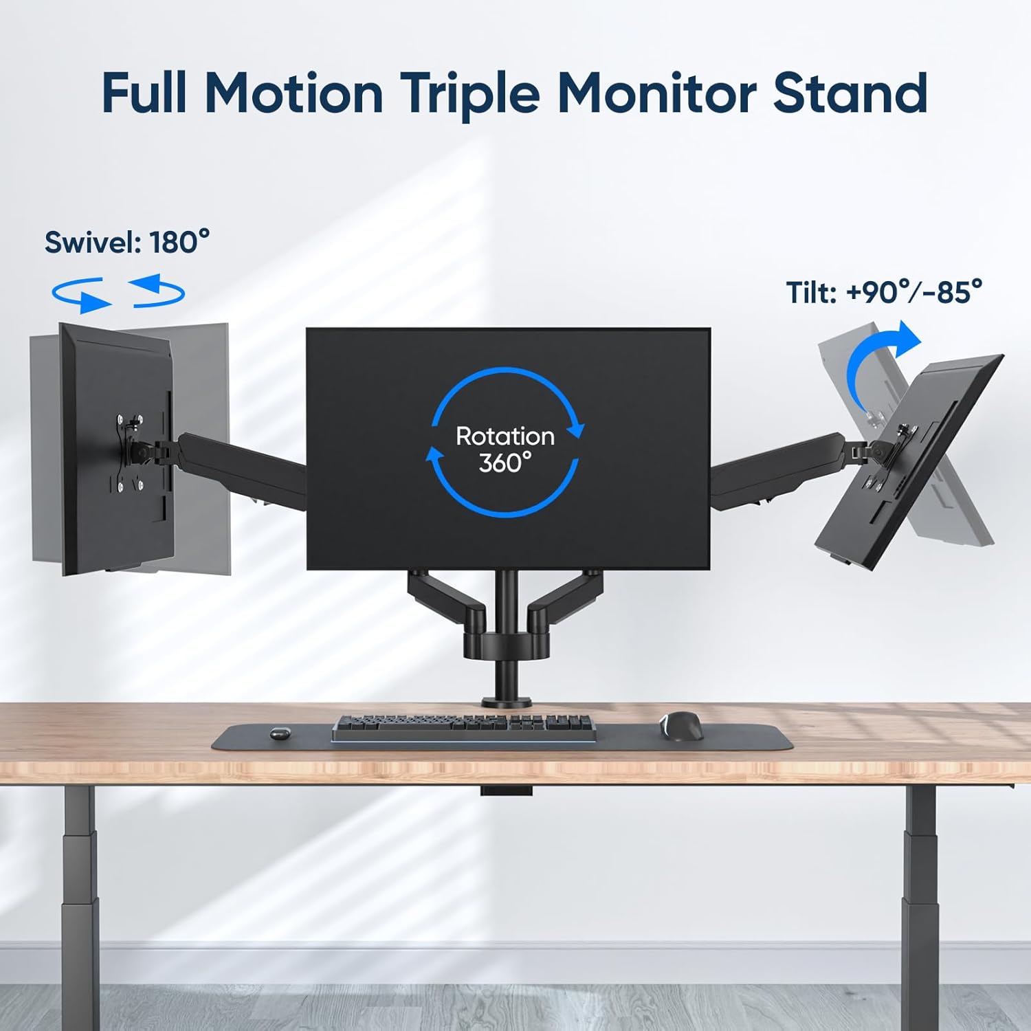 Detalle 2 de Supporto triplo per monitor EP Gear a molla