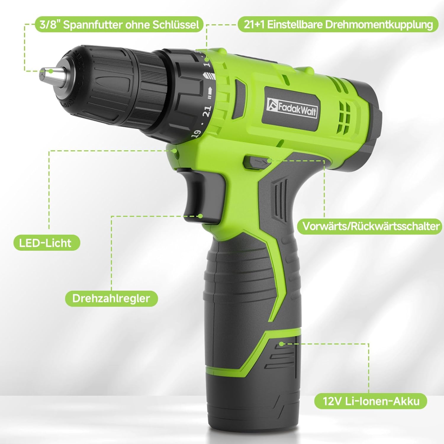 Thumbnail 1 de 12V cordless drill with 3/8 inch chuck