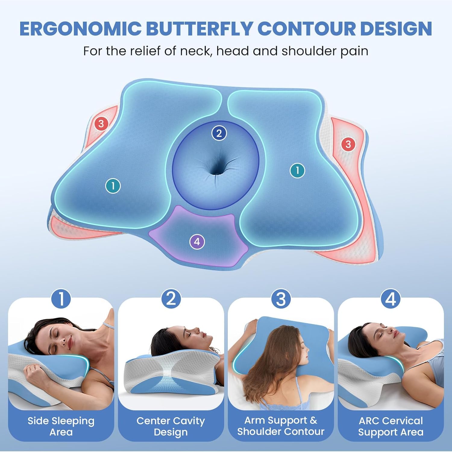 Thumbnail 1 de A-Pce Memory Foam Pillow (Orthopedic Cervical Support) with Cooling Ice Silk Pillowcase