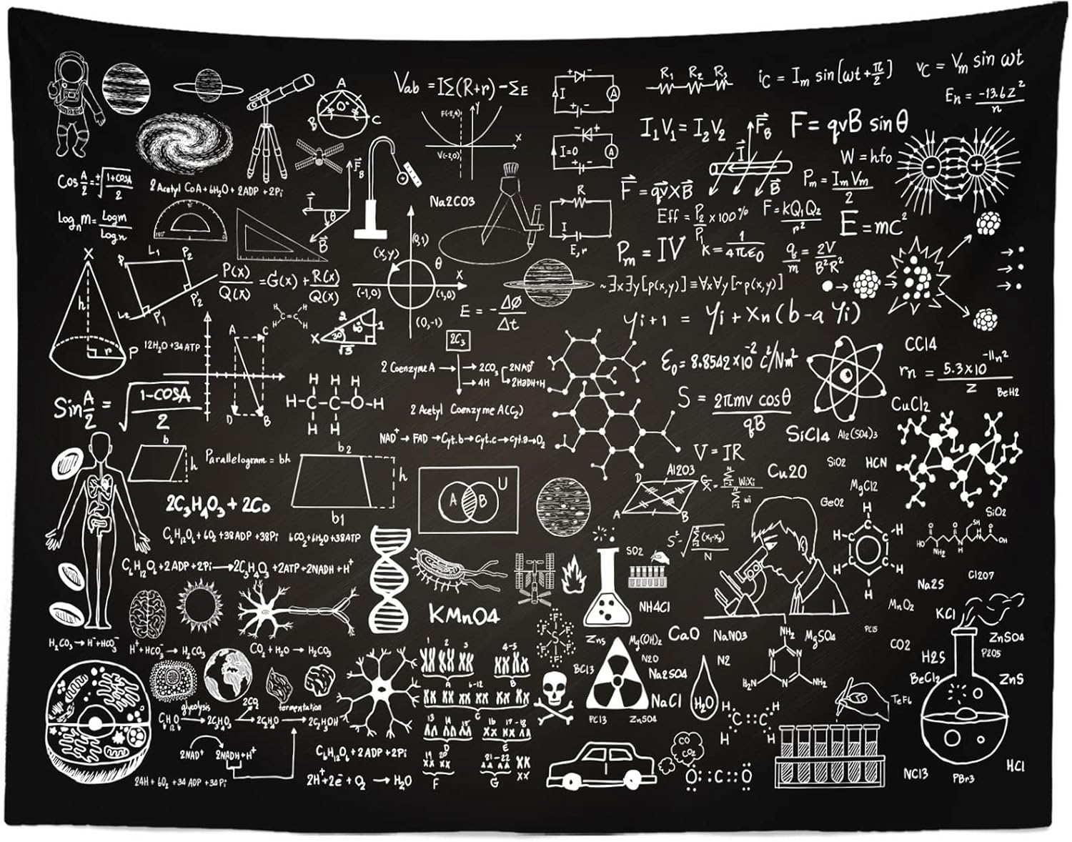 Detalle de BELECO 1.5x1m Fabric Science Theme Blackboard Backdrop (Classroom, Chemistry, Maths & Physics)