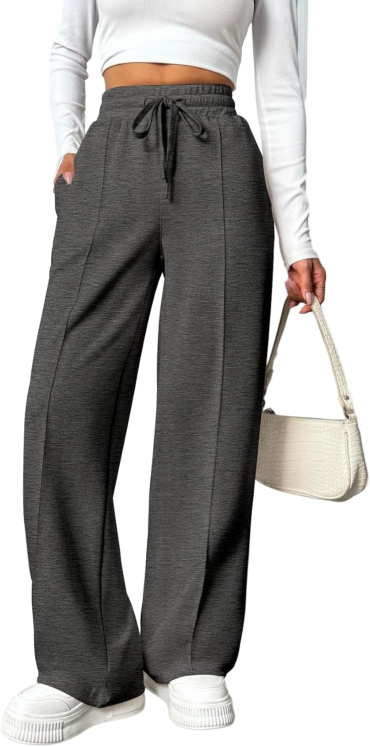 Detalle de PINSPARK Women's Wide-Leg Sweatpants, 27-Inch Inseam