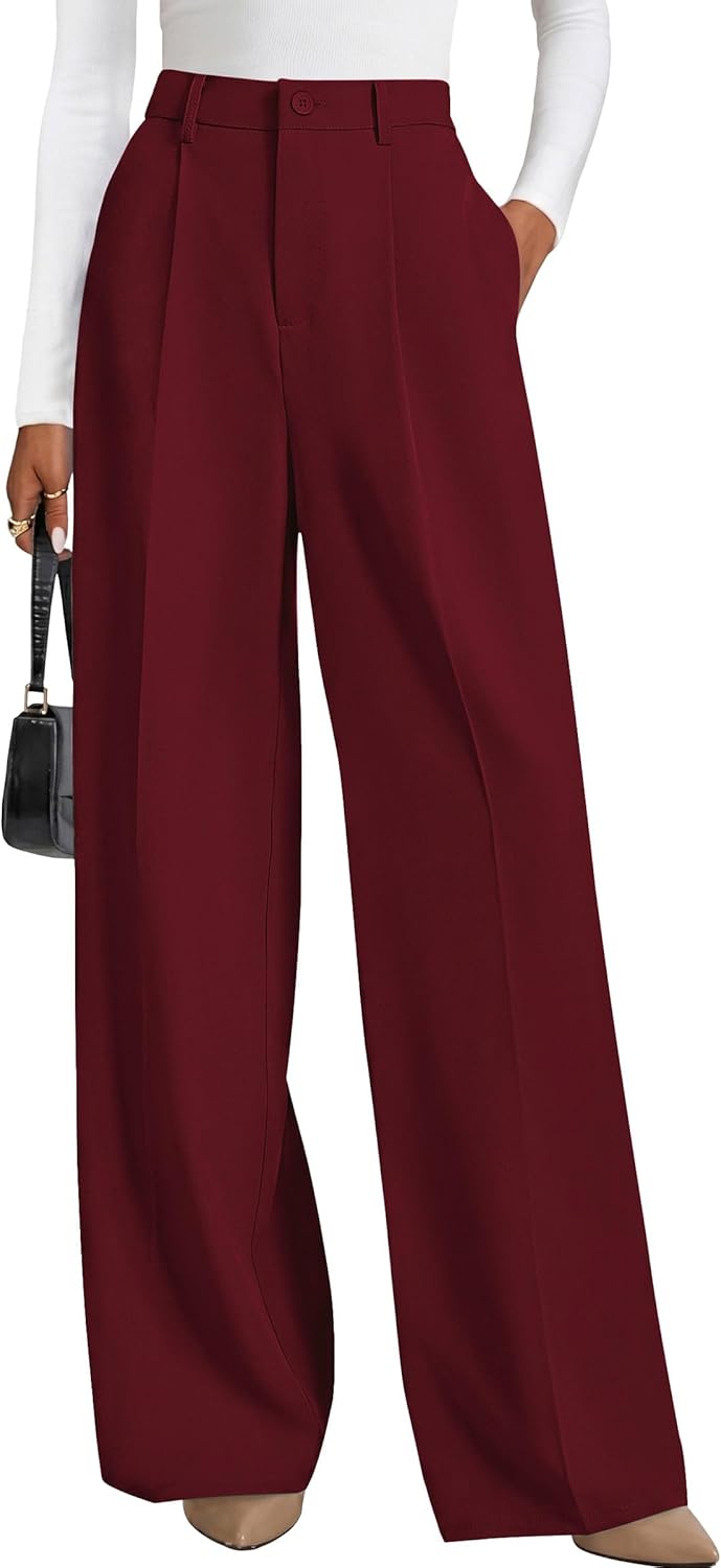 Detalle de PRETTYGARDEN Wide Leg Pants for Women — High-Waisted Business Casual Work Pants with Pockets