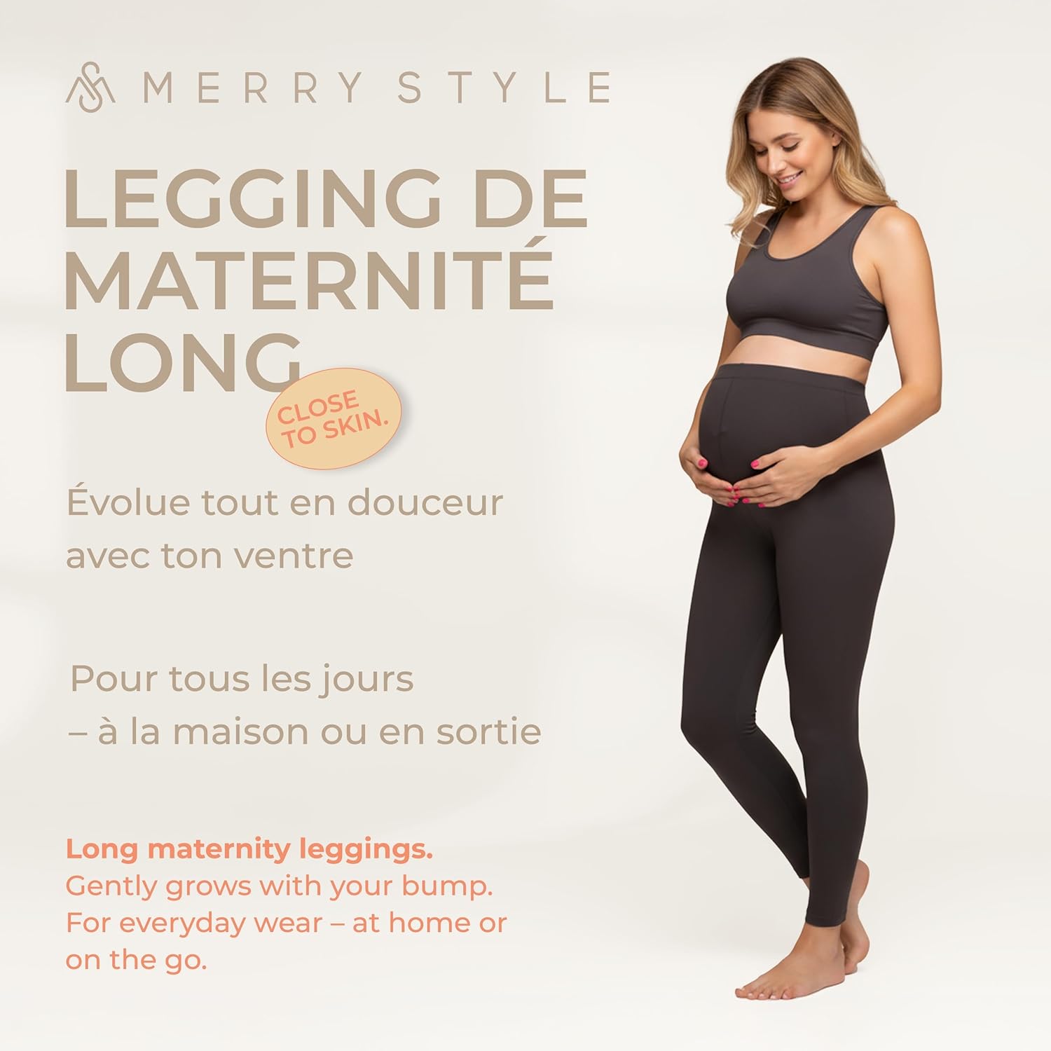Thumbnail 1 de Legging long de grossesse Merry Style MS10-297 : tenue souple et confortable pour le quotidien et le sport