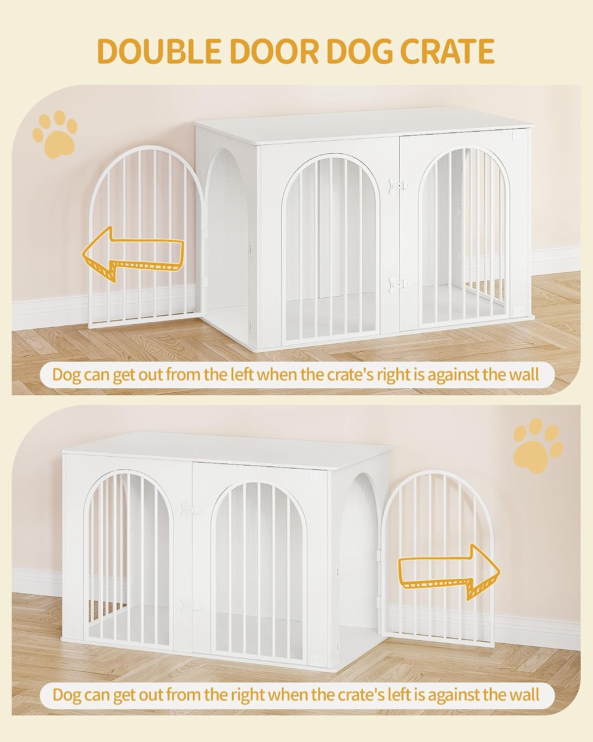 Thumbnail 6 de Hzuaneri Hundekäfig Möbel DFC86013W – 108 cm Hundebox mit Bogentür und 3 Zugängen