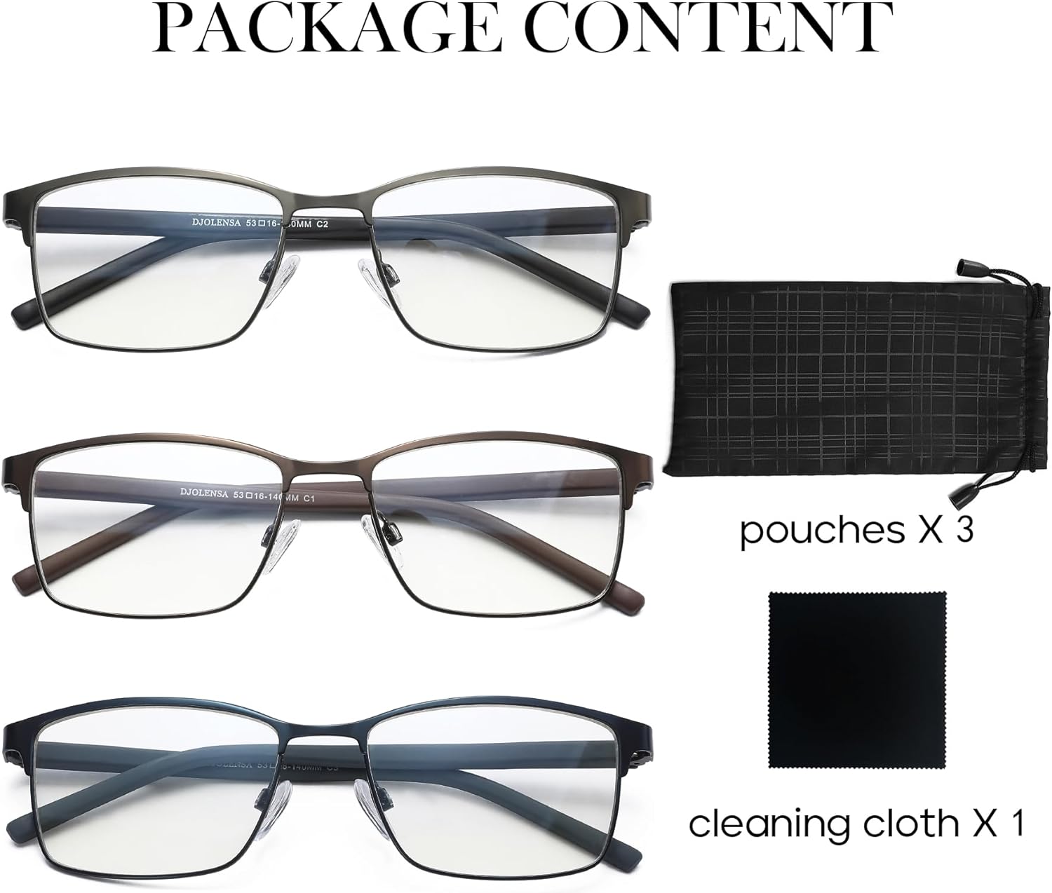 Detalle de DJOLENSA 300 magnification reading glasses 3 pack