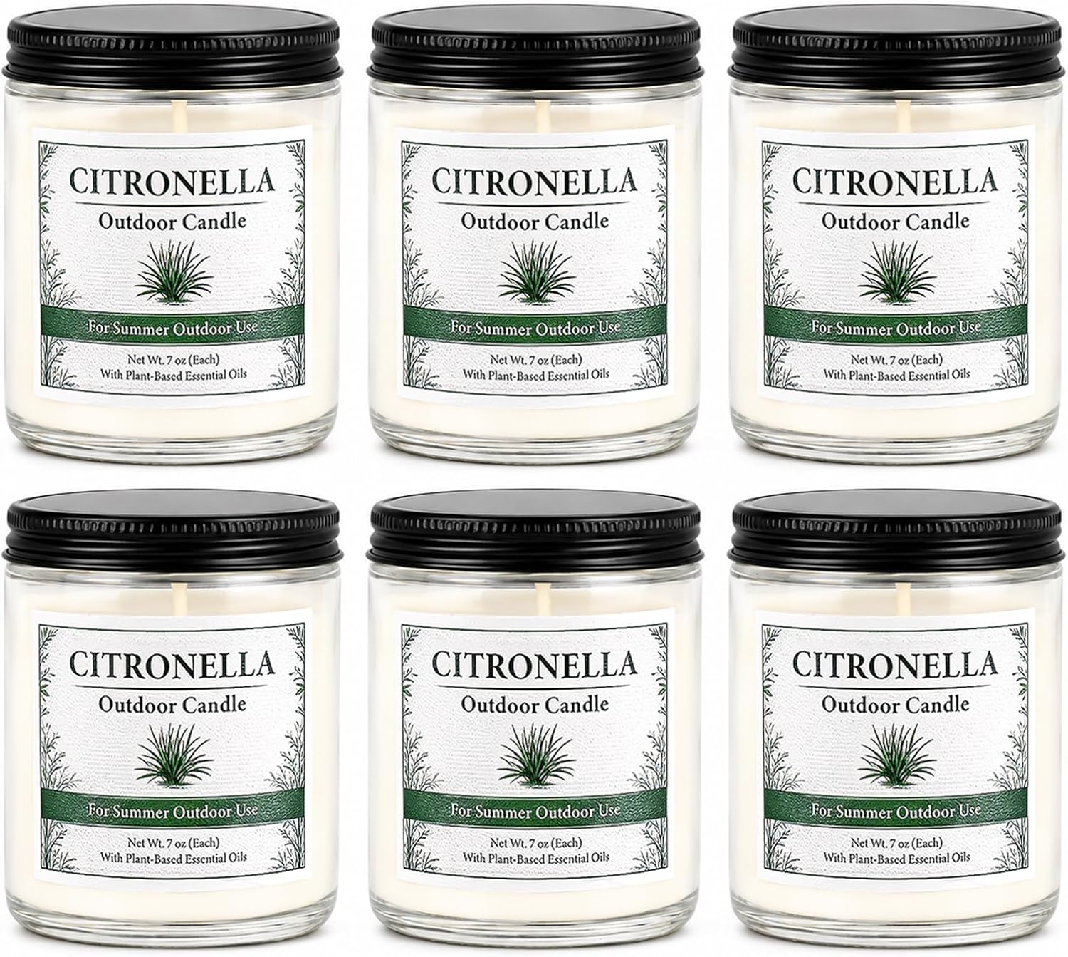 Detalle de Citronella Candles Outdoor - 6 Pack Soy Wax Citronella Candles (300 Hours Total)
