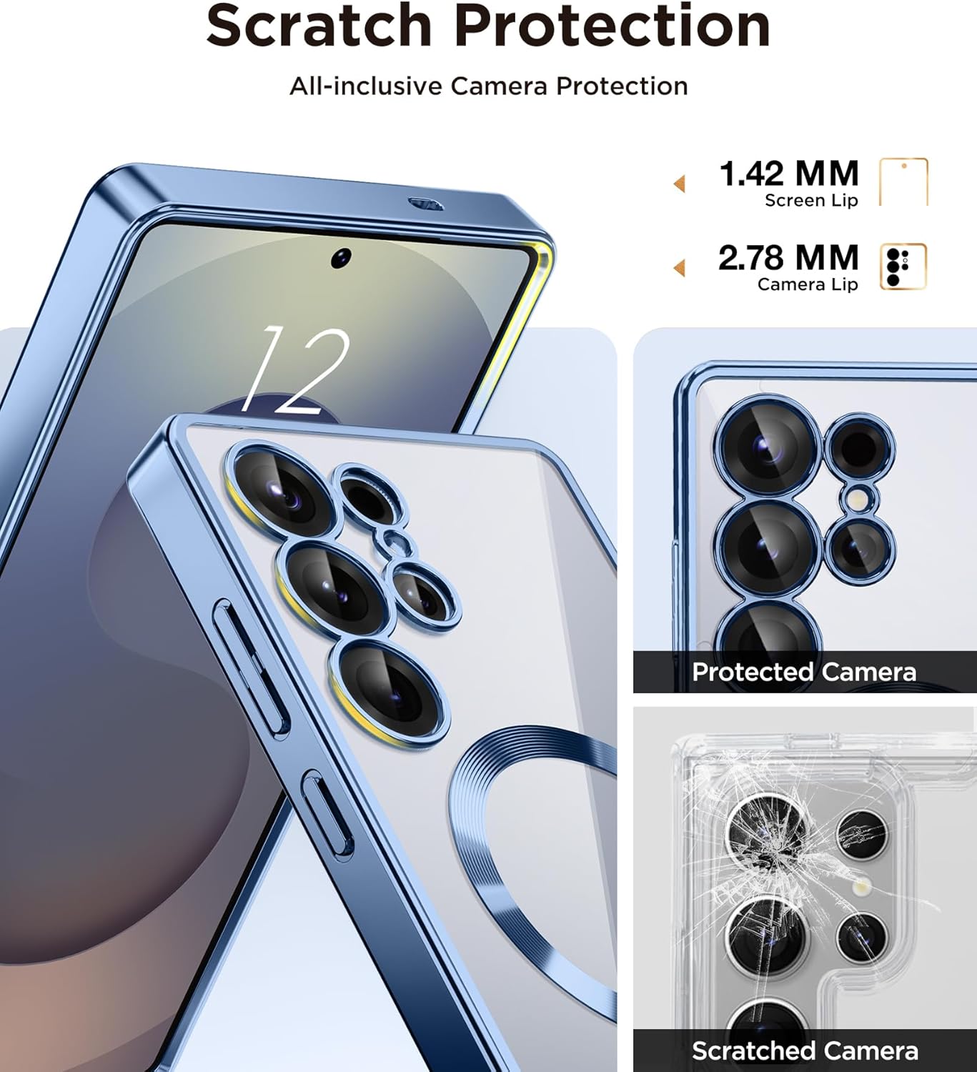 Thumbnail 4 de Magnetic Case for Samsung Galaxy S25 Ultra with Screen Protector – Slim, Mil-Spec Protection in Blue/Clear