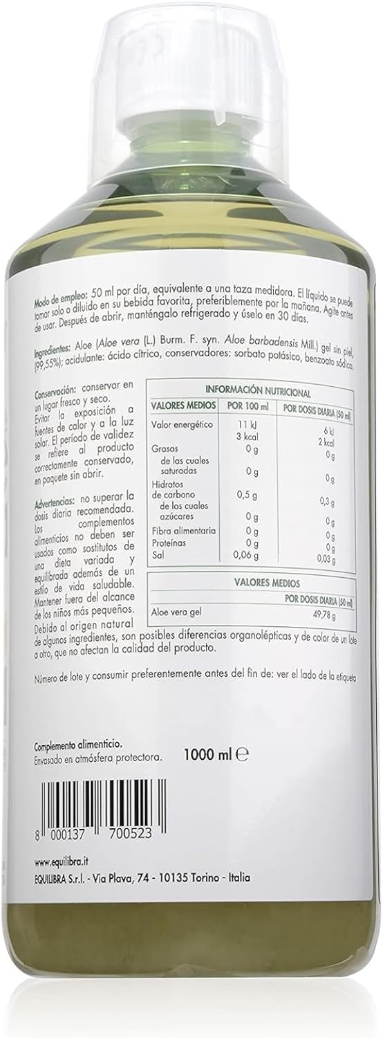 Detalle 2 de Equilibra Aloe Vera Extra 99.5% – Detox y Vegan 1L