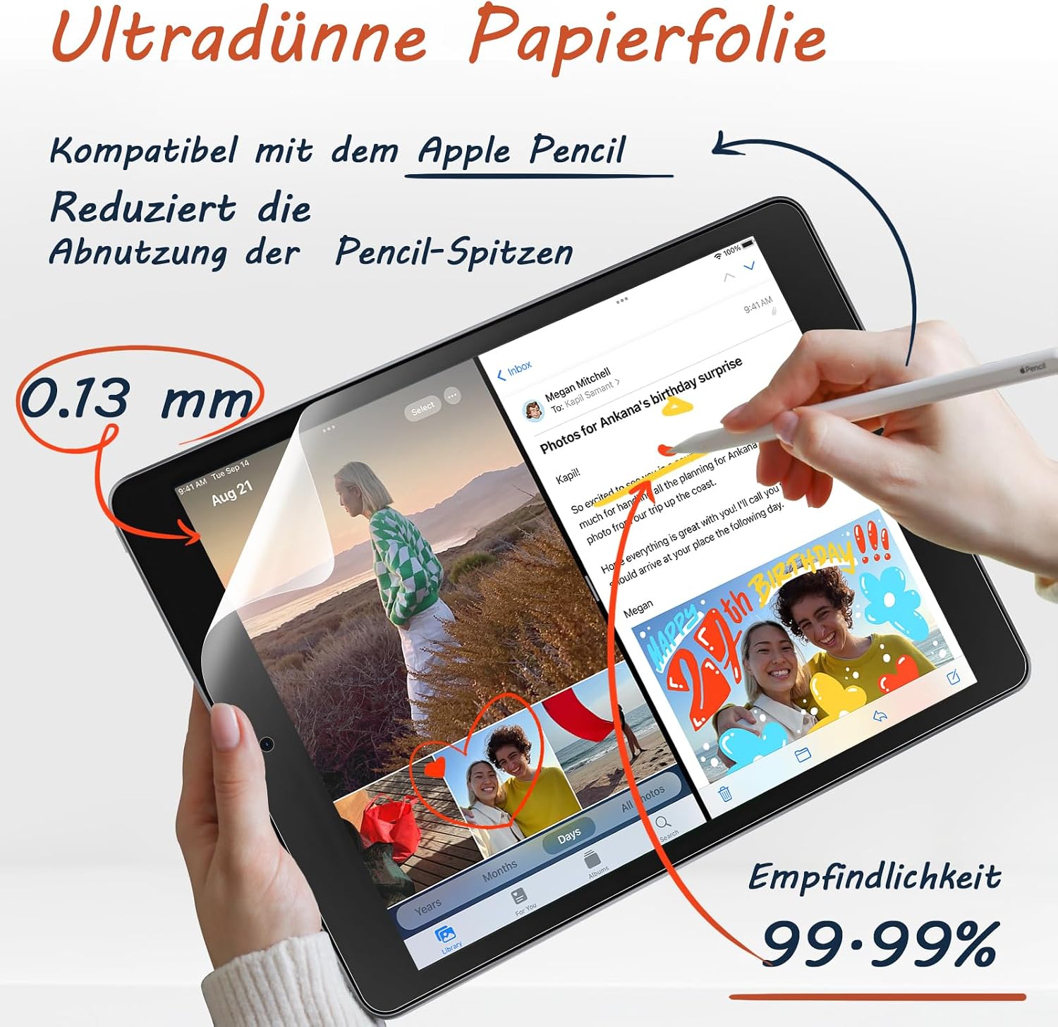 Detalle 2 de Mamol Papier Schutzfolie fürs iPad 10,2