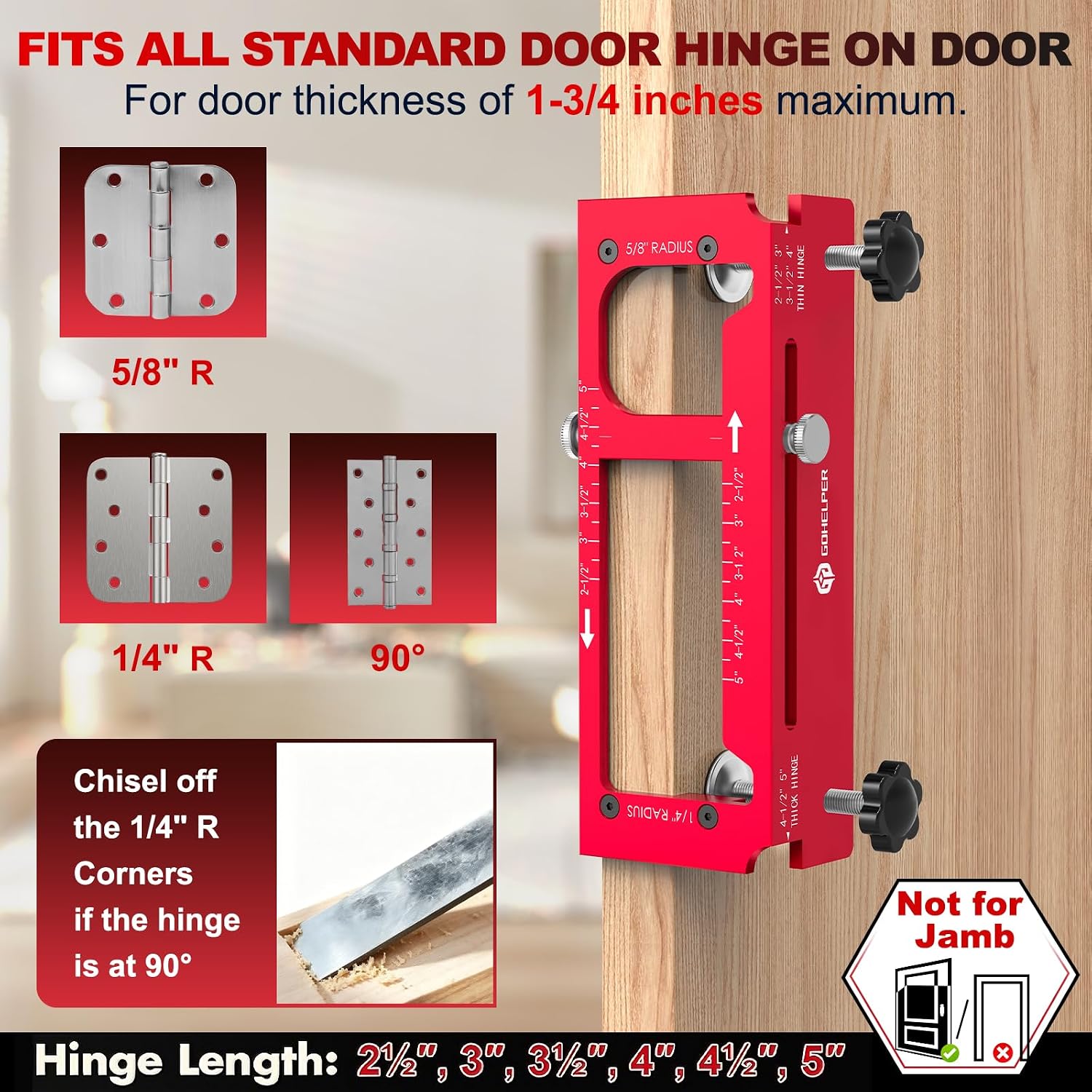 Thumbnail 1 de Gohelper LLT1062US Door Hinge Jig Kit with Aluminum Jig and Lock Templates