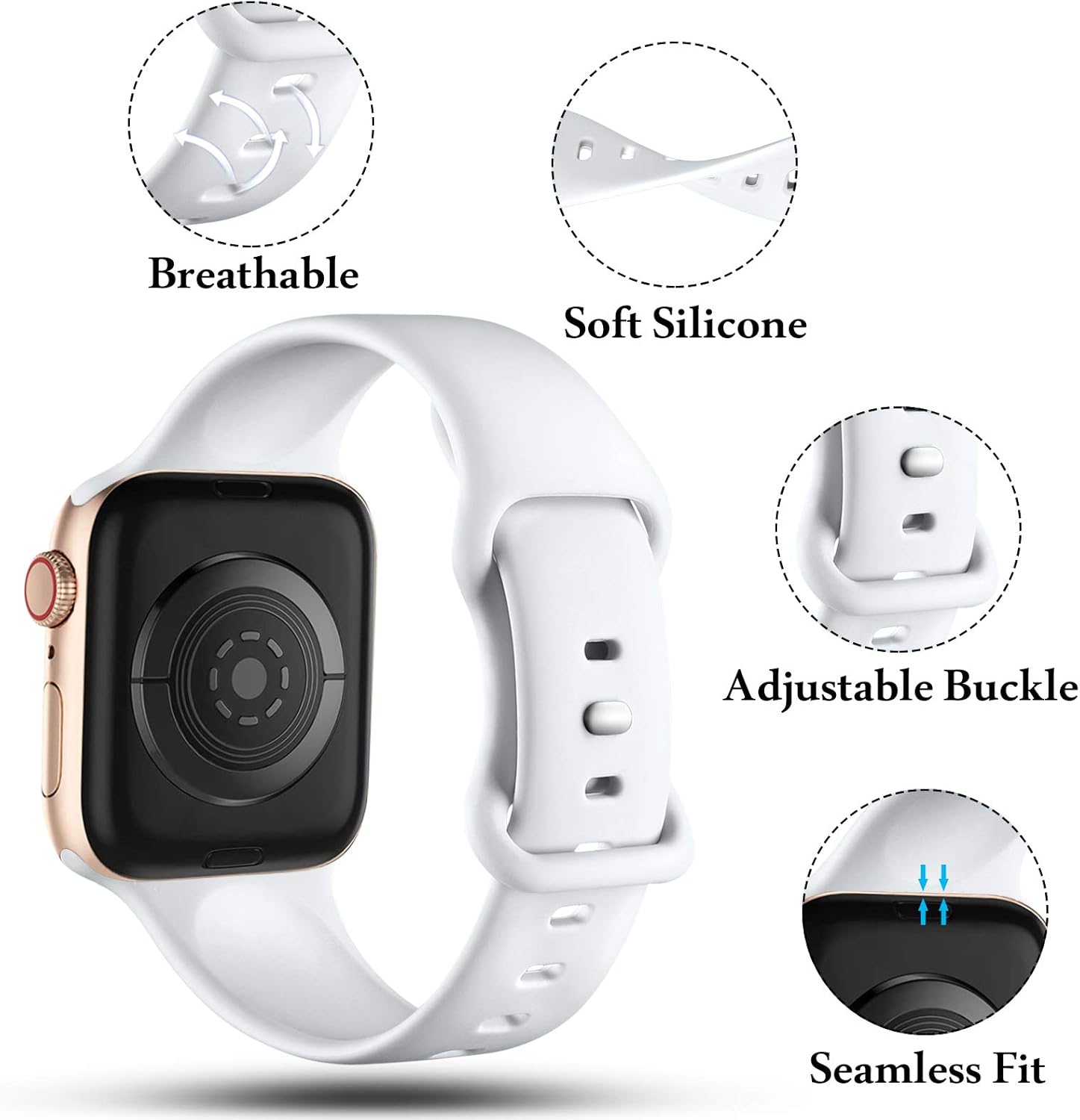 Thumbnail 3 de CeMiKa Silicone Apple Watch Straps: 38–49mm Sport Band Replacement