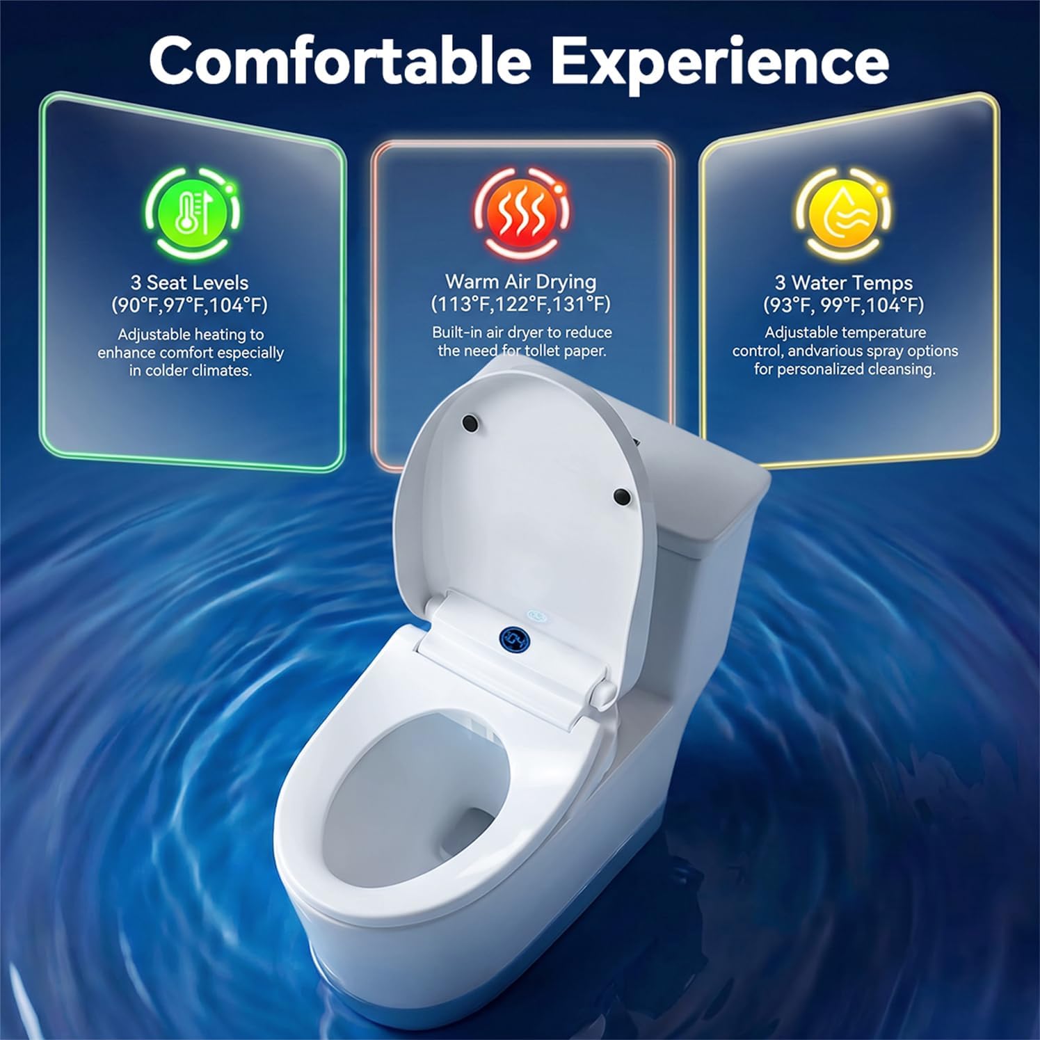 Thumbnail 2 de RUIFQ HDJ132V Elongated Bidet Toilet Seat with Heated Seat and Warm Air Dryer