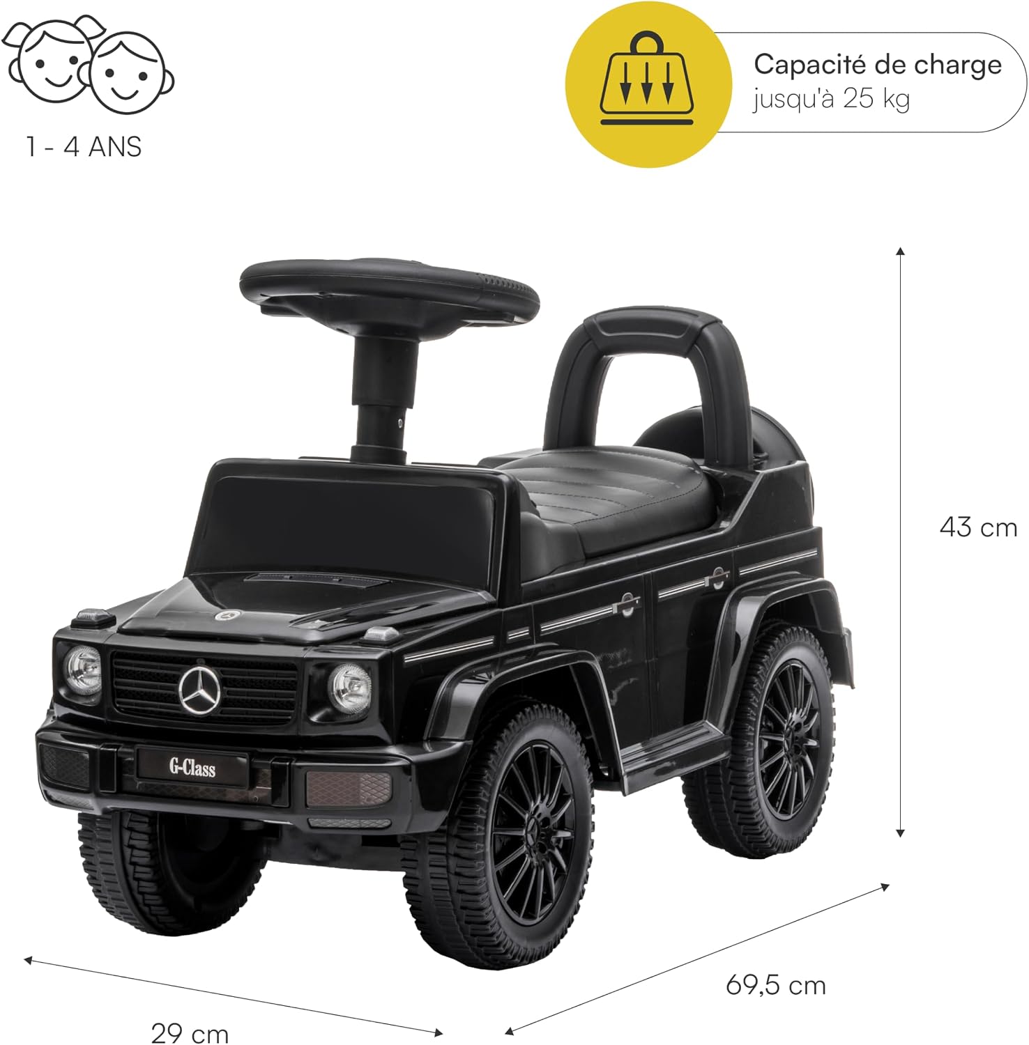 Detalle de Baroni Toys SUV Mercedes Ride-On pour Enfants 1–4 ans – phares LED, sons réalistes et rangement