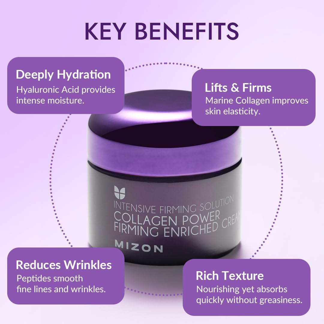 Thumbnail 2 de [MIZON] Collagen Power Firming Enriched Cream (50ml) – Marine Collagen & Adenosine moisturiser for firmer-looking skin