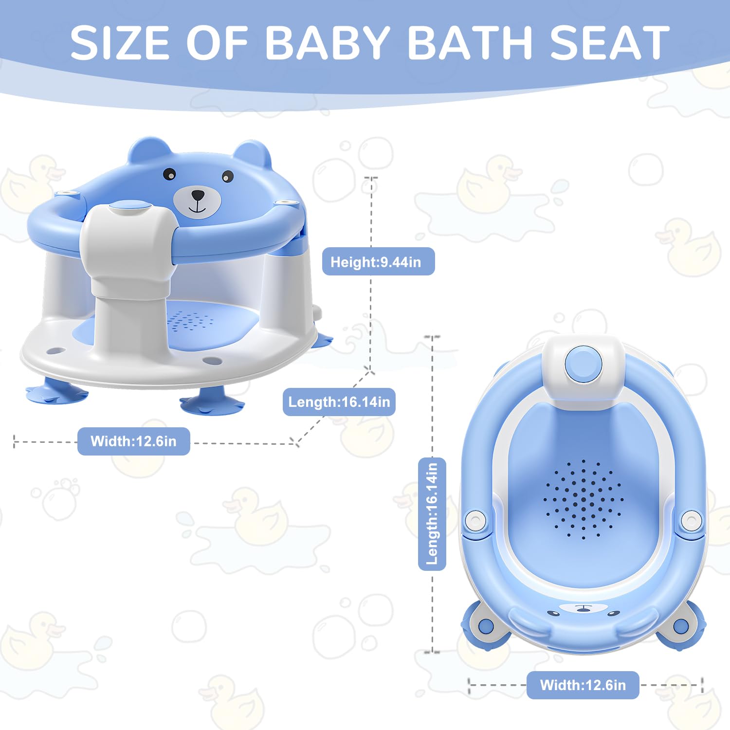 Thumbnail 1 de Badewannensitz Baby ab 6 Monate – Bär mit rutschfesten Saugnäpfen, 4 Saugnäpfe, Kissen, Blau