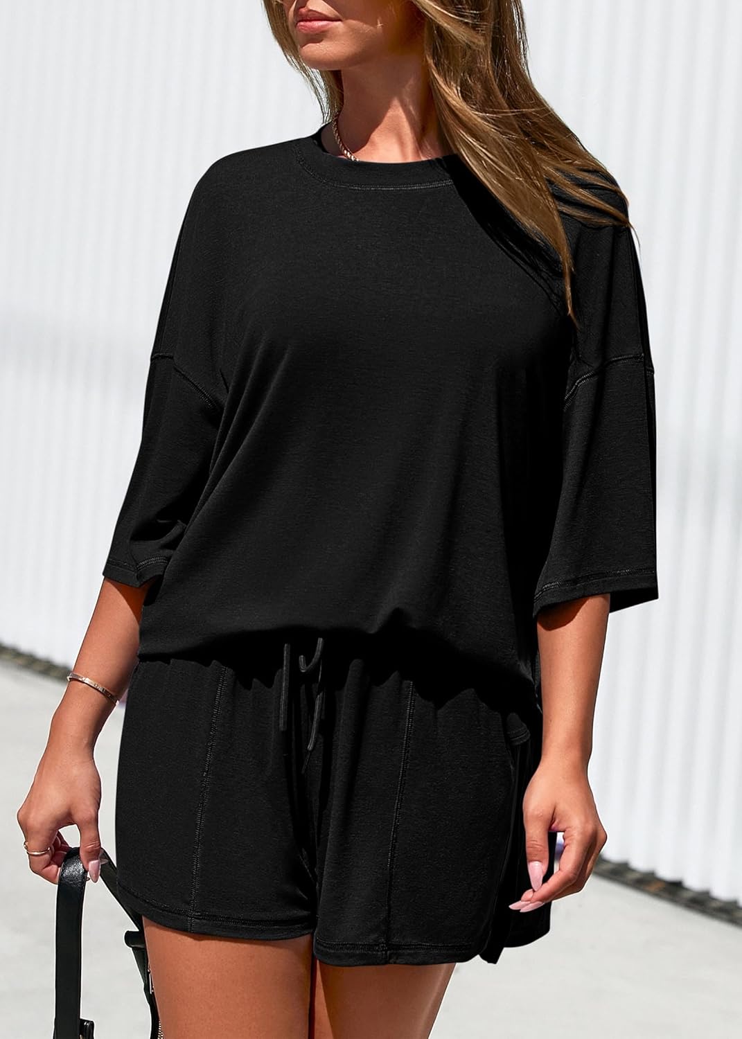 Detalle 2 de KIRUNDO 2 Piece Sets for Women: Summer Lounge Set, Oversized Tee + Shorts