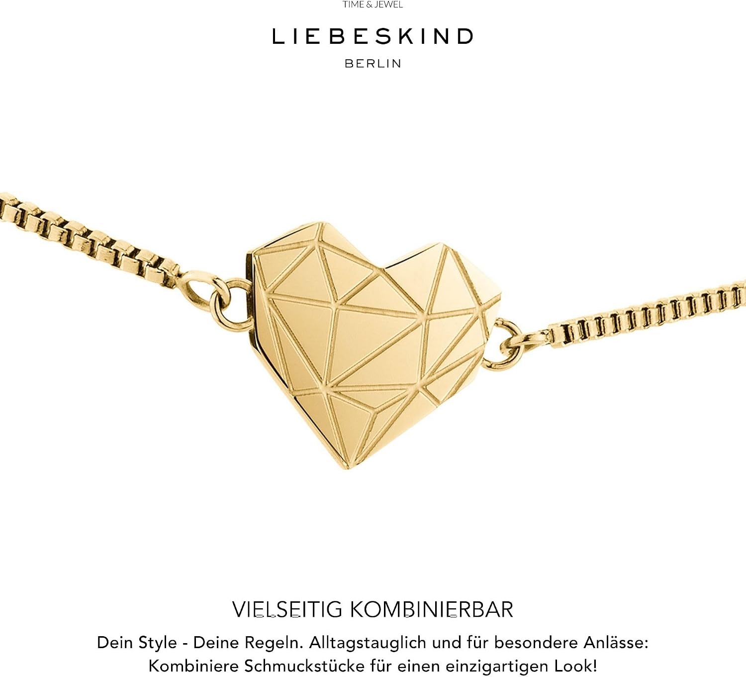 Detalle de LIEBESKIND BERLIN Herz-Armband für Damen aus Edelstahl – mit Herzanhänger