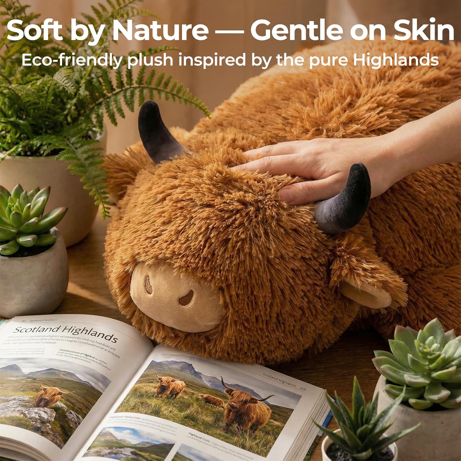 Thumbnail 3 de Mewaii Peluche lestée Vache Highland Kawaii 58 cm (4,0 LB) – apaisante et relaxante