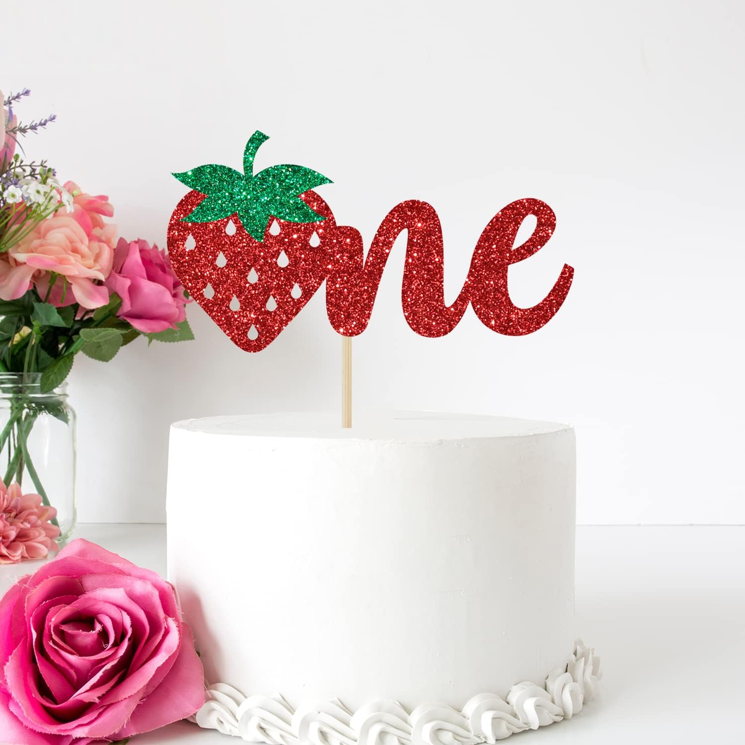 Thumbnail 3 de Strawberry Cake Topper Glitter Cardboard