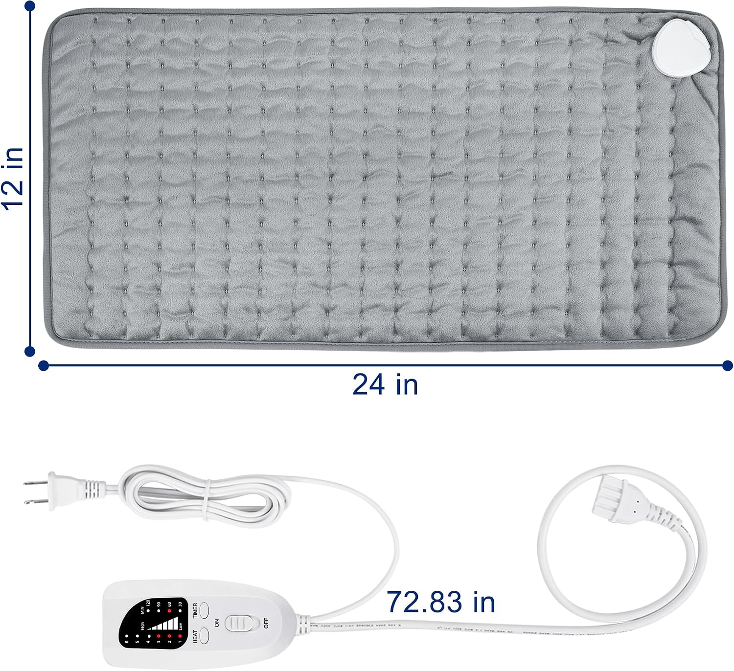 Thumbnail 4 de VIBOOS Electric Heating Pad, 24" x 12", 6 Heat Settings, Auto Shutoff