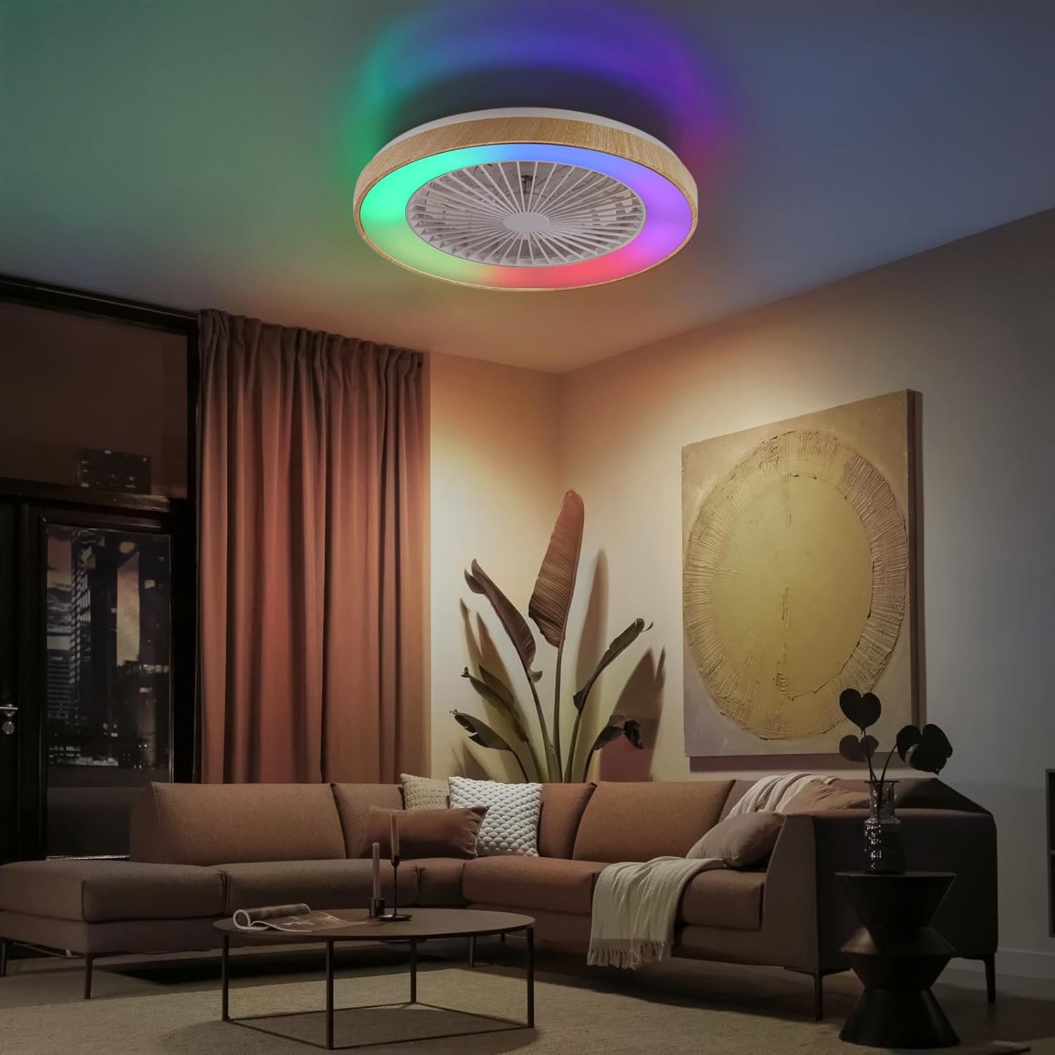 Thumbnail 6 de Deckenventilator mit Beleuchtung (Ø48 cm) – leiser DC-Motor, RGB LED, Fernbedienung, 6-Gang
