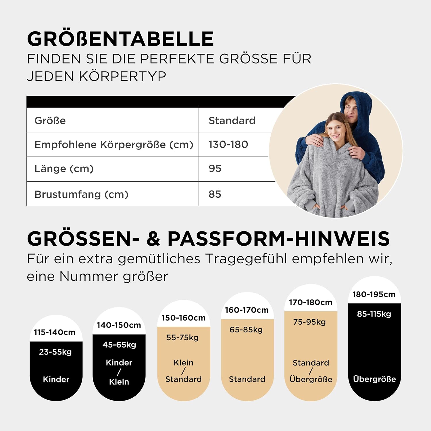 Thumbnail 6 de BEDSURE Hoodie-Decke 95×85 cm Kuschelpullover