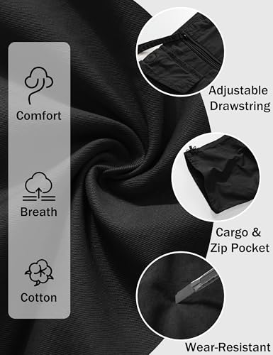 Thumbnail 4 de TACVASEN Men's 100% Cotton Casual Military Elastic Capri Cargo Shorts (Black, 34 2XL)
