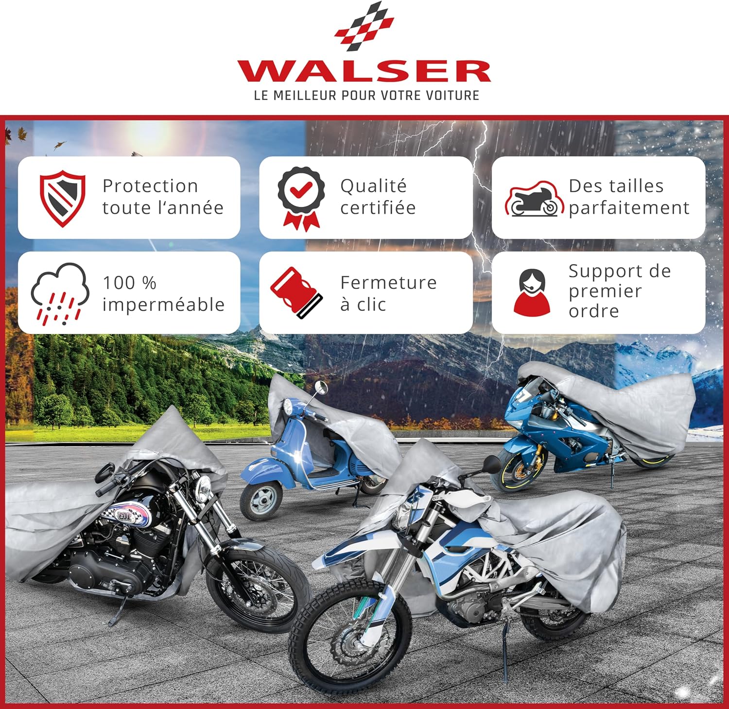 Thumbnail 6 de WALSER All Weather Basic L bâche Moto 250x100x130 cm 🏍