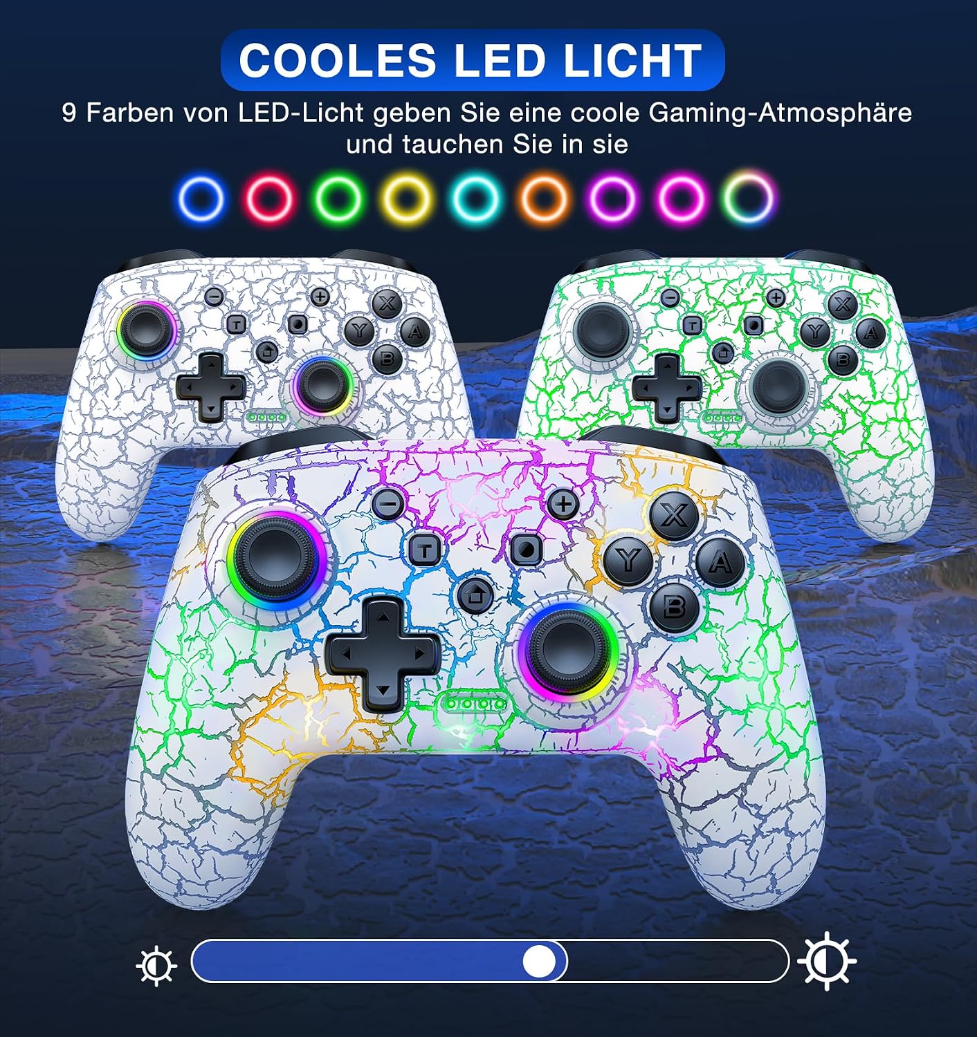 Detalle de HELLCOOL Switch Controller – kabelloser Switch/Lite/OLED Controller mit präziser Motion-Steuerung, Dual Vibration und Turbo