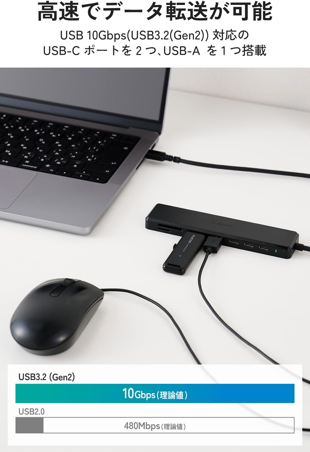 Thumbnail 3 de エレコム DST-N080BPBK ドッキングステーション、4K/60Hz・USB 10Gbps・PD対応