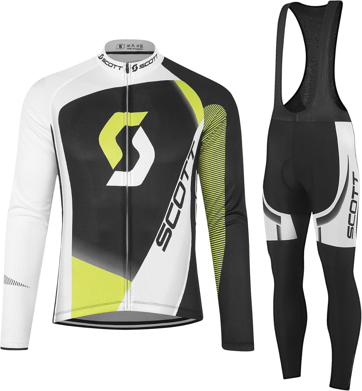 Detalle de Tedila Langarm-Radtrikot Herren Set mit 5D gepolsterten Trägerhosen für Rennrad – Frühling/Herbst