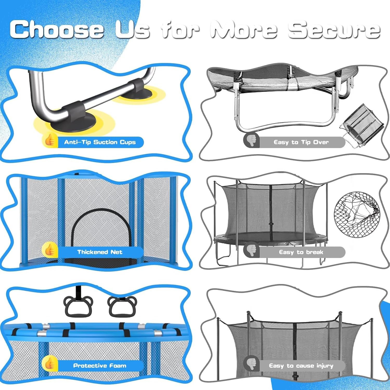 Thumbnail 5 de ZCMHAXJ 55-inch kids trampoline with enclosure 🤸♀