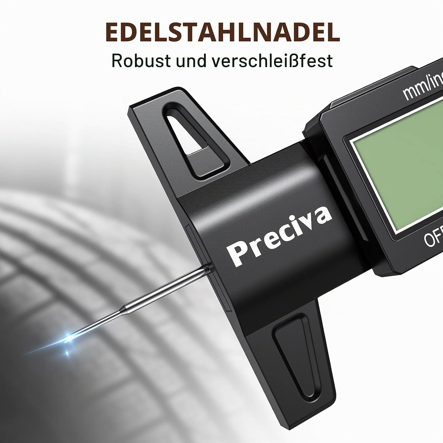 Thumbnail 3 de Preciva Reifen-Profilmessgerät Profiltiefenmesser 0–25 mm mit LCD-Display und Ersatzbatterie