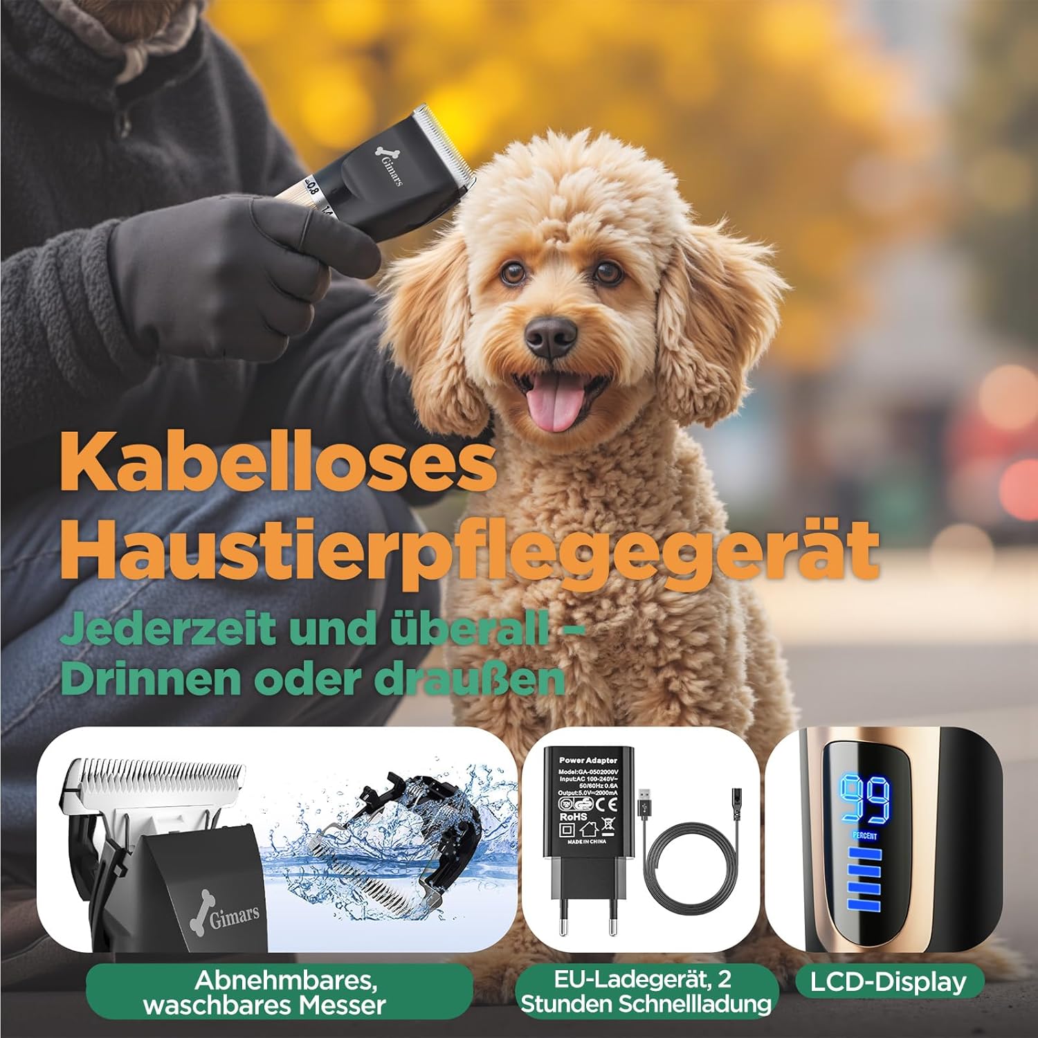 Thumbnail 6 de Gimars 4-in-1 Hundeschermaschine Set (4 Geschwindigkeiten, USB-aufladbar, leise) – mit Hunde Trimmer