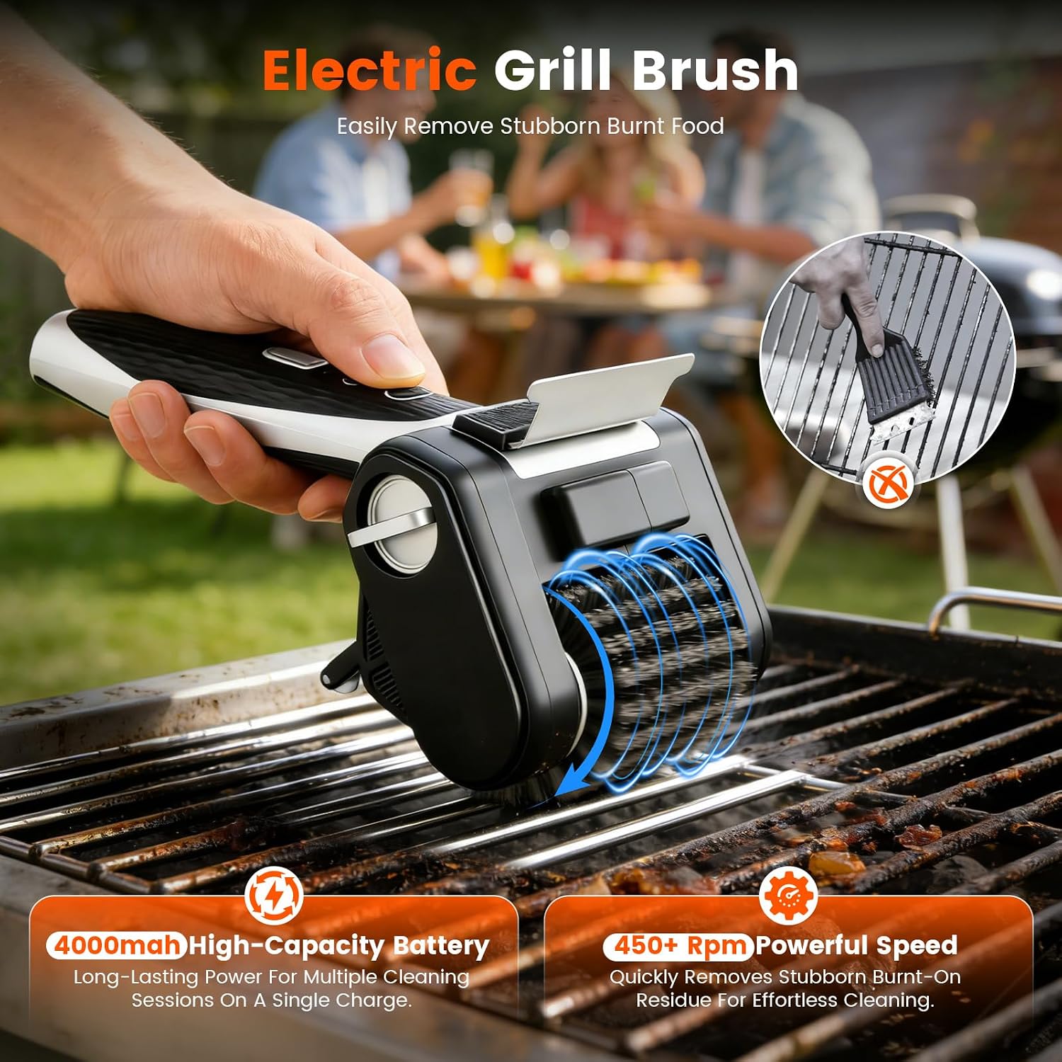 Detalle de VeftBltrem 0GZ4SA0000001 elektrische grillborstel met led en 4000 mAh