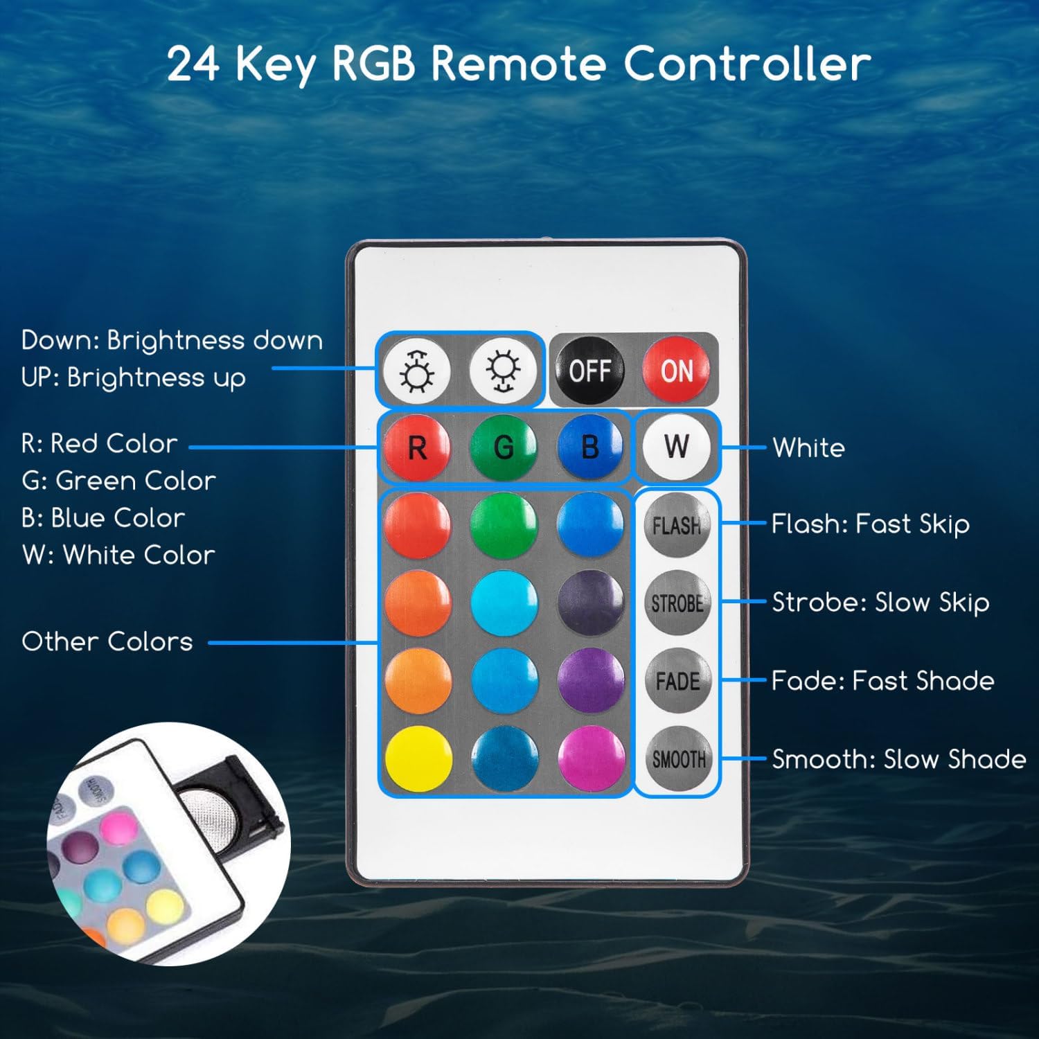 Thumbnail 3 de Nobleza LED Luce per Acquario RGB dimmerabile con telecomando (IP67, 1.5W, 20 cm)