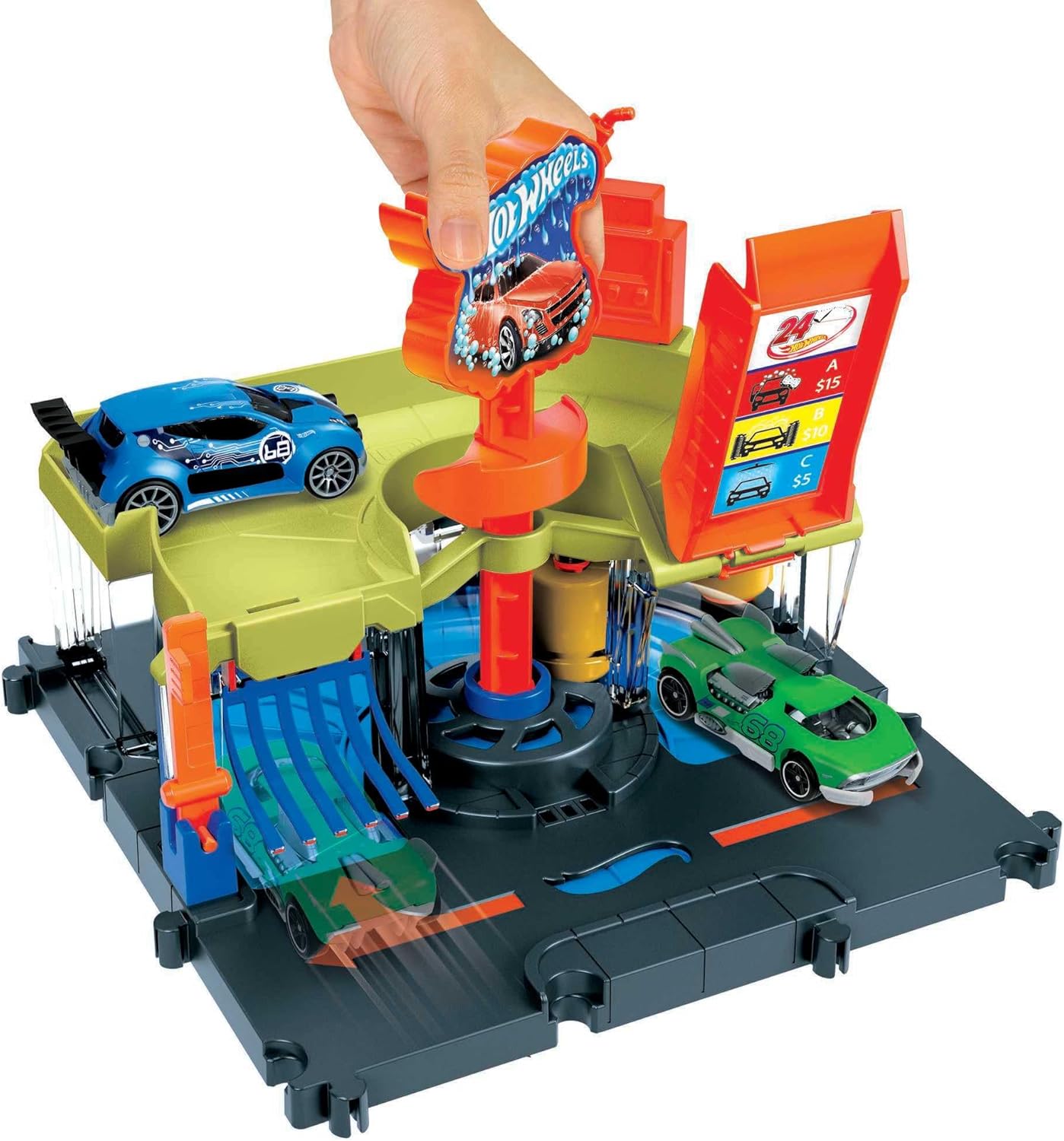 Thumbnail 3 de Hot Wheels City Station de lavage express HDR27, coffret avec 1 véhicule et station connectable
