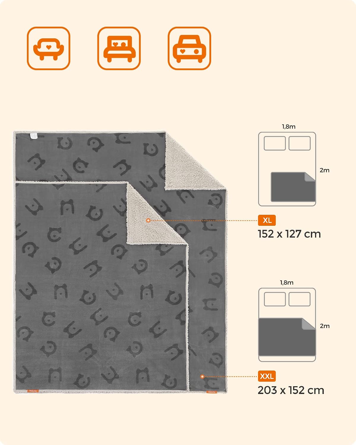 Thumbnail 6 de FEANDREA Basco Collection PPB080G01 Waterproof Reversible Dog Blanket, 203 x 152 cm