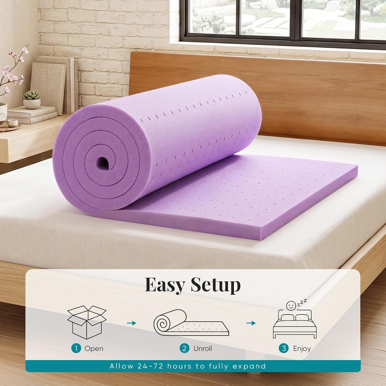 Detalle 2 de NEWBULIG Memory Foam Mattress Topper, 2-Inch