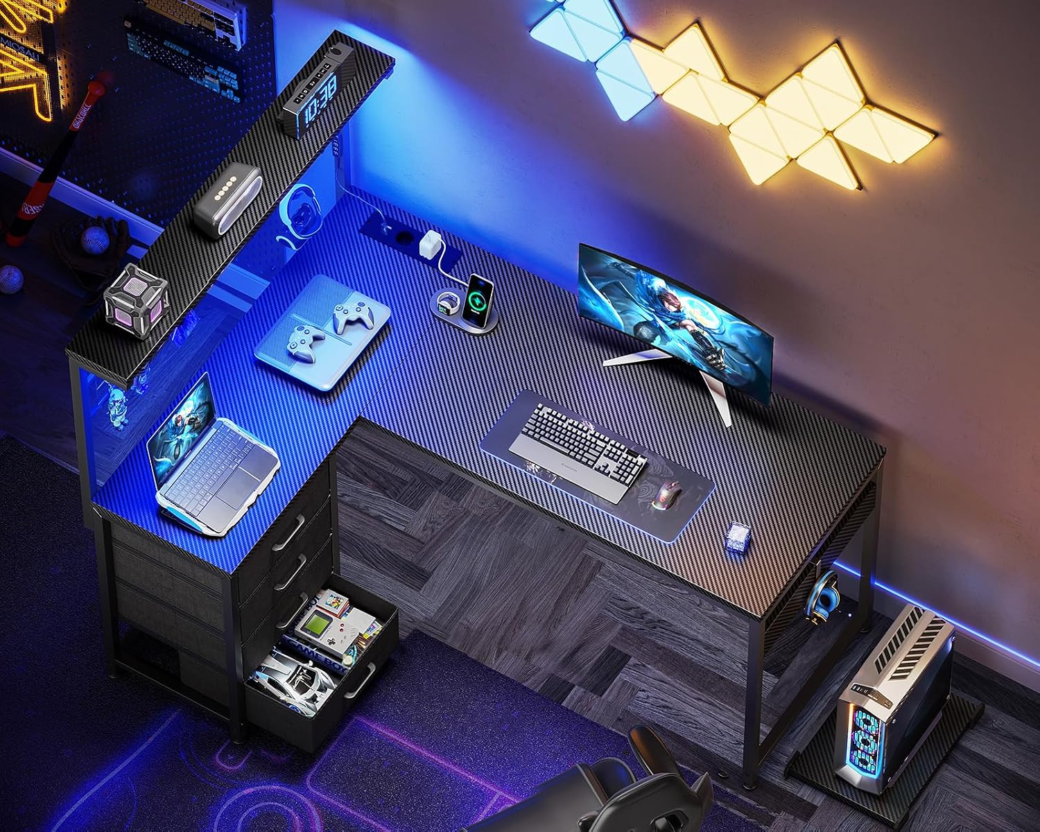 Detalle 2 de Coleshome Escritorio Gaming 130x100 LED